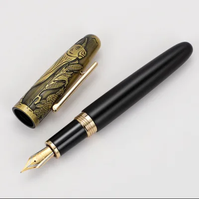 JINHAO 9056 Big Iron Bull Cow Rosewood Ebony Wooden Retro Luxury Equisit Gift Business Office Calligraphy Fountain Pen
