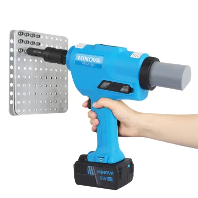Durable MINOVA Cordless Battery KBOM Riveter Install 6.0mm BOMN Rivets Bolts Automatic Riveting Gun