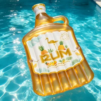 Two-Person Transparent Liquor Bottle Pool Float, Custom Size and Logo Available, Samples Provided