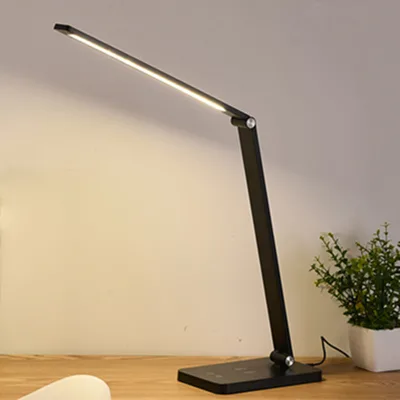 Wireless Charging USB Powered Foldable Touch-Control 5-Level Dimming LED Desk Lamp Modern Simple Design Aluminum Shade CRI CE
