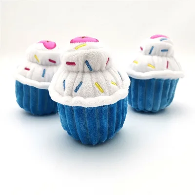 Dog Birthday Cake Shaped Plush Toy-Bite-Resistant Sound Toy for Chewing Pet Supplies