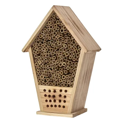 Modern Coconut Fiber Bee House with Bamboo Hollow Tubes for Native Mason and Leaf Knife Bees Hanging Mount Garden Decoration