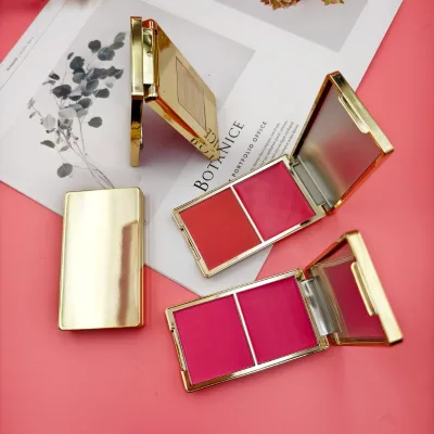 Custom Logo Luxury Rose Gold Contour Palette Cream Powder Blush Matte&dewy Finish Cheek Blusher Palette Private Label Dual Blush