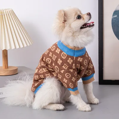 Wholesale High End Wool Knitted Pet Clothes Winter Warm Dog Cat Puppy Sweaters Luxury Designer Pet Jumpers
