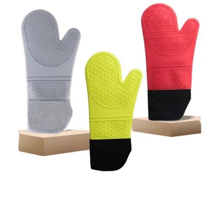 Extra Long Dotted Waterproof Silicone Oven Gloves for Cooking Baking & BBQ Oven Mittens Pot Holder