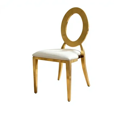 Light Luxury European-style Home Furniture Dining Chair Metal Hollow Backrest Soft Cushion Stainless Steel Hotel Dining Home