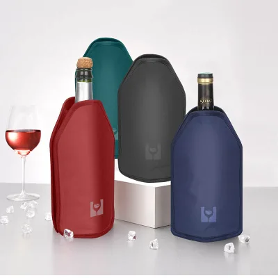 Custom logo Quick Cooling Reusable Wine Ice Gel Pack Chill Bag Bottle Holder Cooler Sleeve for champagne White Red Wine Beer