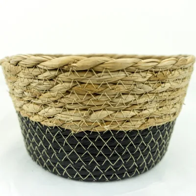 Cheap and Easy-to-use Hand Woven Seaweed Basket Flower Basket Cotton Rope Woven Basket for Home Decor
