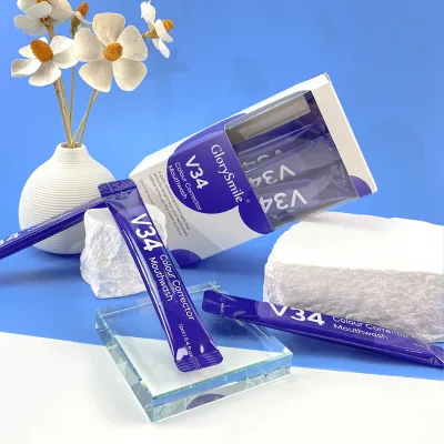Portable 12ml Mouth Wash OEM Logo V34 Teeth Whitening Mouthwash Packet 20 Bags