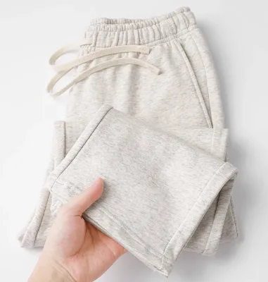Heavy duty looped fabric straight leg sweatpants for men and women, loose and casual, hanging wide leg pants