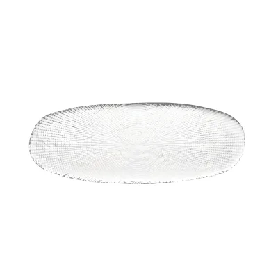 Golden Textured Oval Glass Platter (Tree Ring Inspired), Artistic Decorative Serving Piece. Ideal for Home Decor, Dining