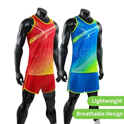 Sportswear Men Tracksuit Unisex Track and Field Jerseys Running Athletes Sleeveless Track and Field Uniform Kit Cool Max