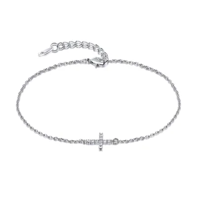 Crystal Cuff Silver 925 Adjustable Chain Brass Cross Bracelet Material Bracelet Men, Designer Charms for Diy Bracelet