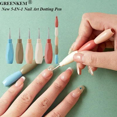 5 Styles Macaron Colors Nail Art Tool Dual Stainless Tips Multi-functional Rhinestone Picker Durable Nail Dotting Pen