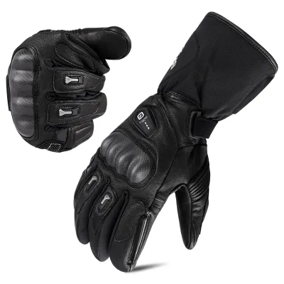 Touchscreen Custom Winter Full Finger Waterproof Sports Leather Heated Motorcycle Gloves