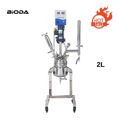 Hot-selling Bioda 2L Small Double Layer Jacketed Stainless Steel Reaction Kettle Pressure Vessel for Lab Industry High