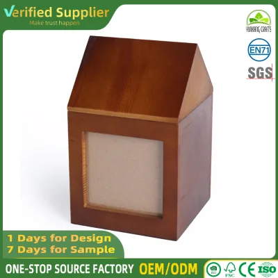 Eco-friendly Natural  Wood House Storage Box With Frame for Commemorative Keepsakes and Customized Corporate Promotional Gift