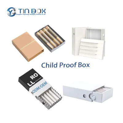 5 Pack Rolling Cigarette Box Small Drawer Child Resistant Boxes Child Proof Safe Sliding Box Package