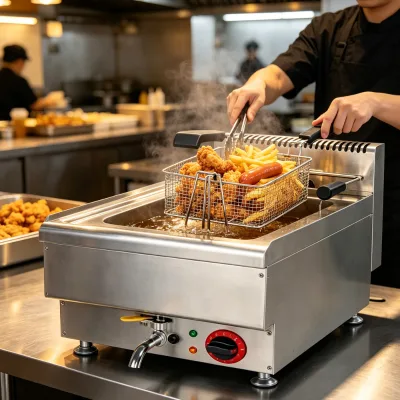 Countertop Electric Single Tank Deep Fryer Commercial 1Tank 1Basket Stainless Steel Frying Machine for Snack Bar Restaurant