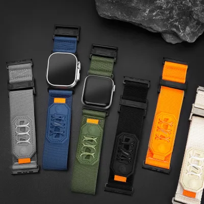 Men Wide Nylon USA Style Rugged Travel Loop Strap Watch Band for Apple Watch 7 8 9 10 SE 2 49mm for Men