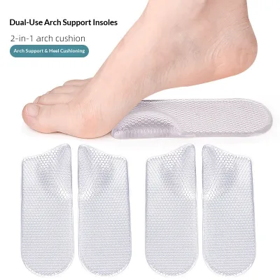 2-in-1 Arch Support Insole for Flat Feet Soft Self-Adhesive Shock-Absorbing Honeycomb Massage Half-Size 020 2-in-1 Arch Support