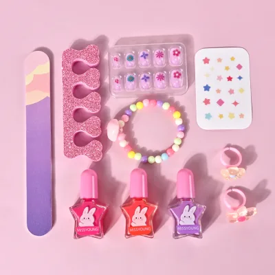 Creative Non-Toxic Eco-Friendly Nail Art Design Kit for Beginners Kids Stickers Practice DIY Tool Multi-Colour Best Gift Little