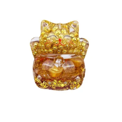 HY Creative Cute Acrylic Lucky Cat Key Chain Bag Pendant Charms Oil Floating Cartoon Diy Fortune Cat Liquid Keychain