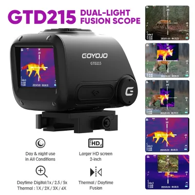Dual Light Fusion Thermal Hunting Monocular Telescope Multispectral Thermal Scope 2-inch HD Display Multiple Hot Imaging