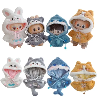 HY198 Labubu 17cm Baby Clothes with 10cm Cotton Plush Animals Cartoony Fashion Labubu Cloth Outfit