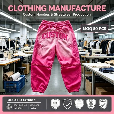 Custom Distressed Sweatpants Baggy Sweatpants Sun Faded Wash Distress Embroidery Logo French Terry Men Jogger Pants Manufacturer