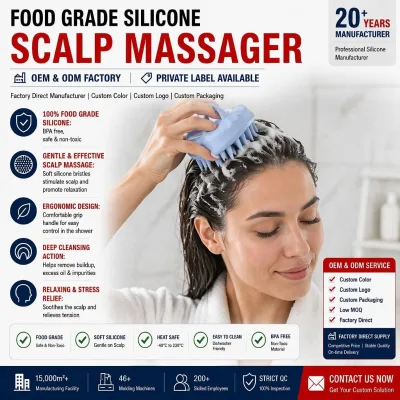 Custom Logo Silicone Scalp Massager Soft Bristle Shampoo Brush Exfoliator Dandruff Removal Hair Scrubber OEM ODM