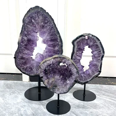 Wholesale Crystals Healing Stones Quartz Natural Amethyst Slice Agate Geode Crystal Druzy Slice