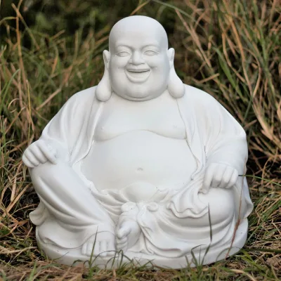 Fengshui Style Hand Carving Marble Laughing Buddha Statue for Indoor Outdoor Decoration