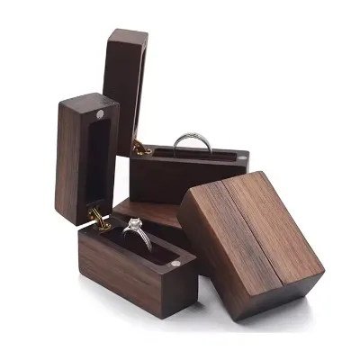 Factory Customized Modern Wooden Jewelry Box Rectangle Storage Ring Box with Jewelry Box Packaging