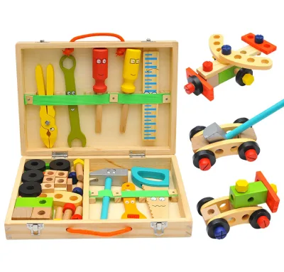 Multifunction DIY Educational Wooden Box Children Handmade Self Assembled Tool Set Toys