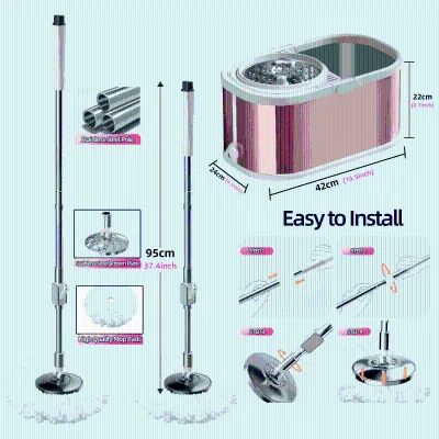 Cheap Floor Spin Wash Mop 360 Bucket Set with 2 Mop Heads and Wringer Spining Mop 360 and Bucket with Wheels
