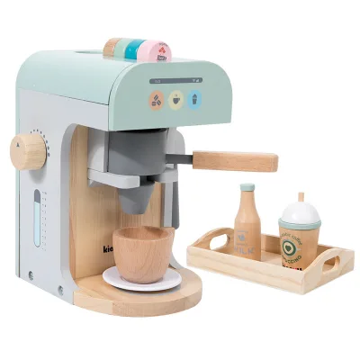 Children's Wooden Home Simulation Coffee Machine New Feature Kitchen Toy Set Birthday Gift for Boys and Girls