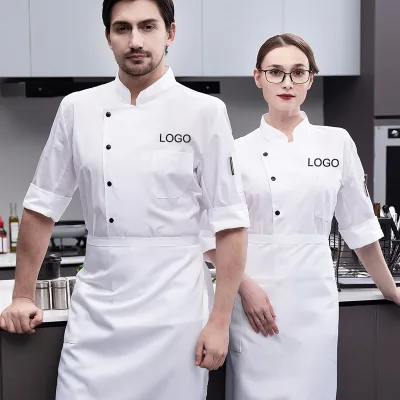 Factory Price Coat Short for Bakery Kitchen Staff Work Uniform White Shirt for Men Hotel Waiter Fast Food Chef Jacket