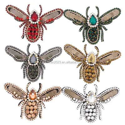 PE032 Wholesale Sew on Rhinestone Bee Patch for Hat Clothes Handmade Beaded Patches Animals