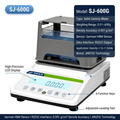0.01-600g Digital Density Meter Gold Purity Tester Specific Gravity Balance with German HBM Sensor