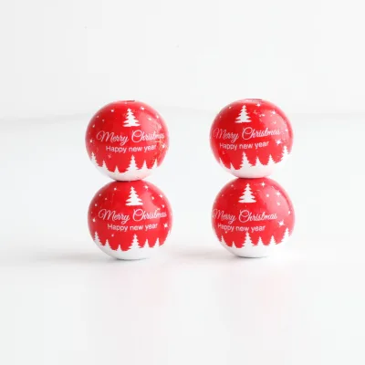 Wholesale 20mm Christmas Painted Wood Beads Colored DIY Ornaments Decorative Beads