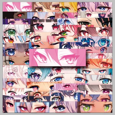 50pcs Factory Hot Selling Beautiful Custom Uv Printed Waterproof Quadratic Eye Stickers for Stationery & Diaries