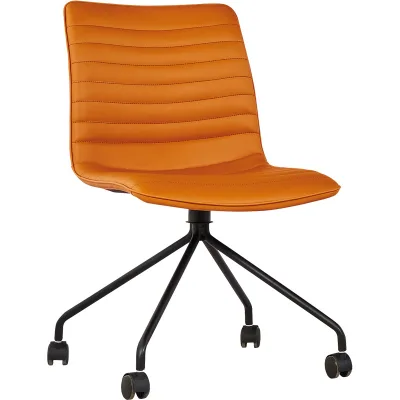 Wholesale Orange Pu Leather Swivel Armless Office Chairs with Chrome Base