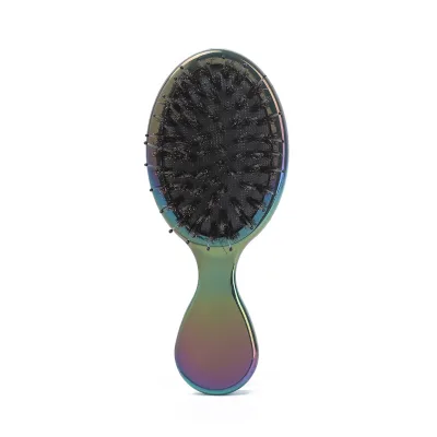 Mini Cushion Brush Wide Tooth Hair Combs With Colorful Electroplating Handle