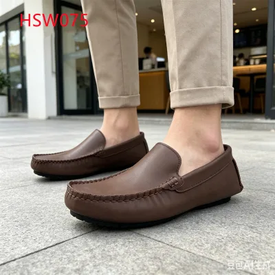 LXG,Pier Strolling Upturned-Tip Style Brown Hua Singh Boat Shoes Blister-free Natural Cow Leather Lining Lazy Shoes HSW075