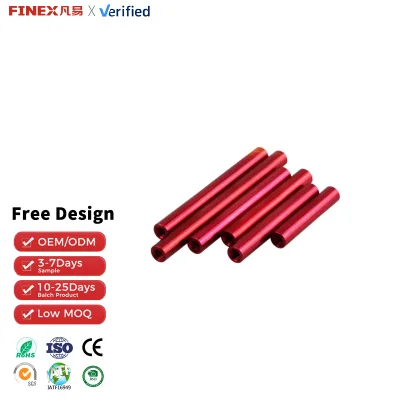Custom Red Anodized Alloy Internal Thread Spacers Female Round Standoff Coupling Nut M8 Thread 5mm Thickness