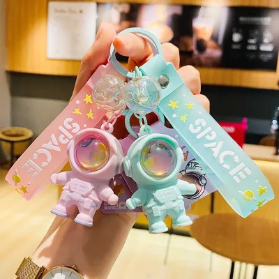 2023 Promotional Keychains Kawaii 3D Cartoon Astronaut Key Chain Keyring Space Lanyard Astronaut Keychain with LED Light