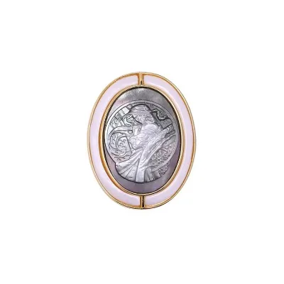 Natural Black Tahitian Mother Pearl Shell Pear Healing Stone Cabochon Agate Came S925 Silver Pendant Brooch for Woman
