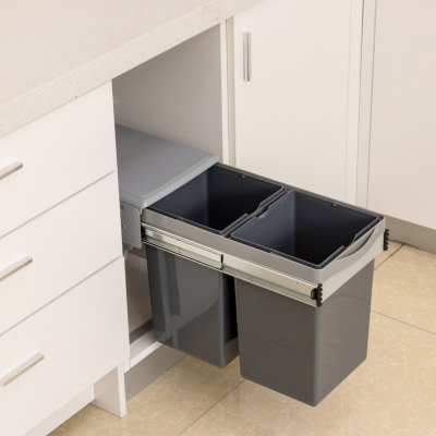 High Quality Trash Cans 3 Compartment Waste Bins Stainless Steel Rolling Cover Recycle Bin