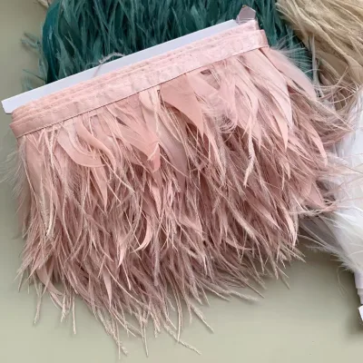 Wholesale 10-15cm Ostrich Goose Biot Stripped Feather Trim and Fringe Dyed Raw Pattern for Carnival Costumes & DIY Decorations